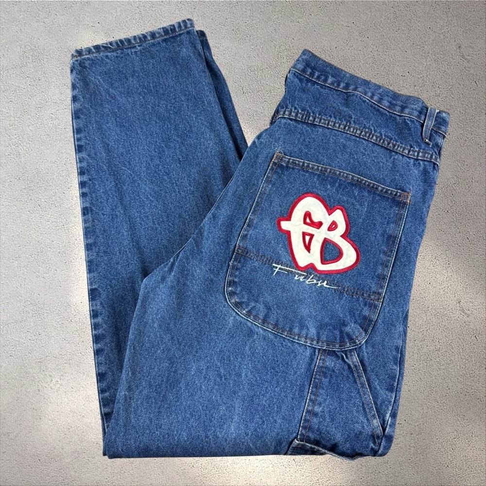 Y2K FUBU Baggy JNCO Style Jeans Men's 38x33 Wide Leg Skater Hip-Hop VTG